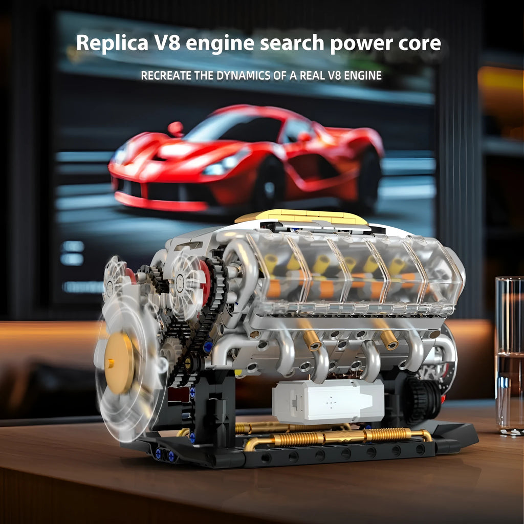 Engine electric turbo building blocks set with motor and data line in colour box