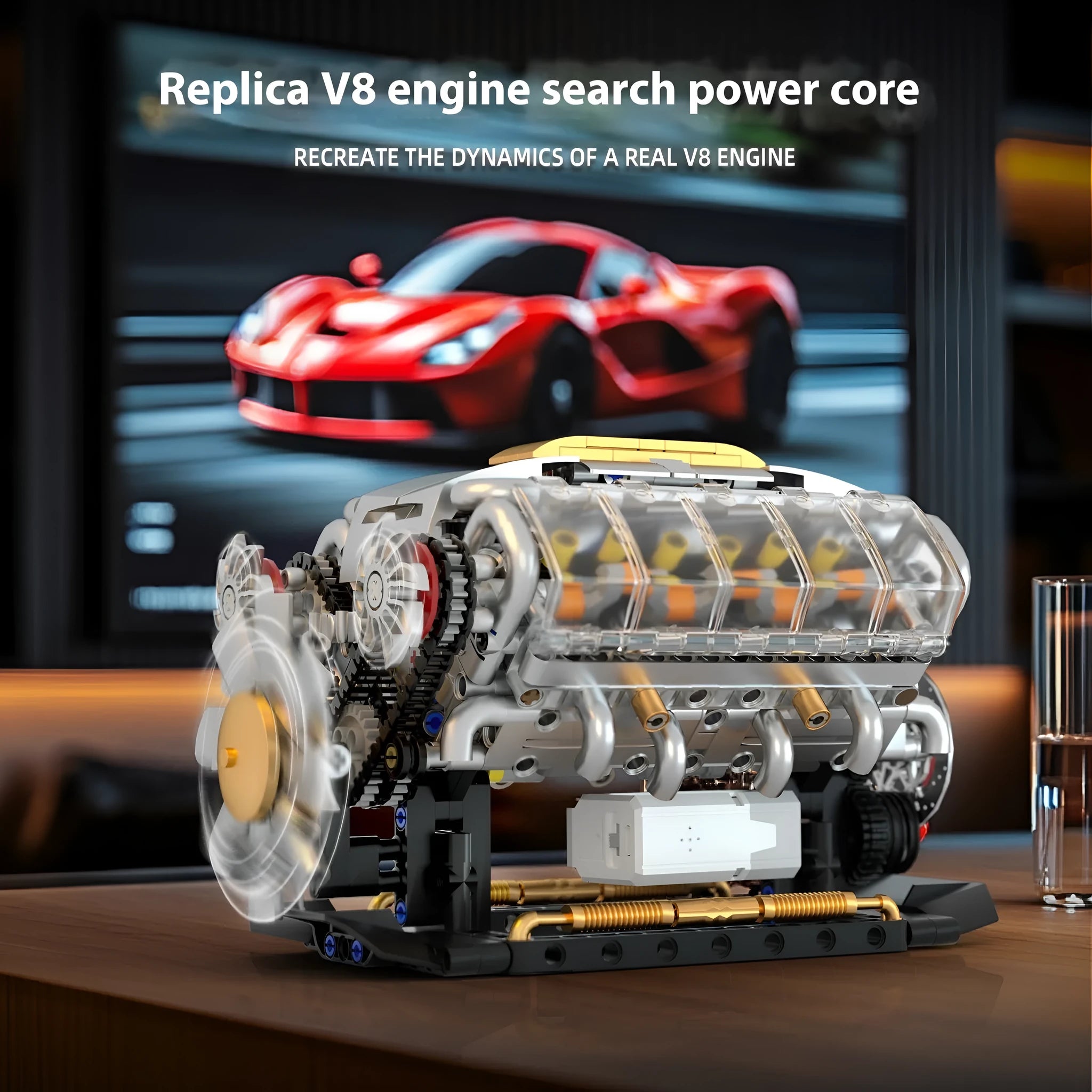 Engine electric turbo building blocks set with motor and data line in colour box