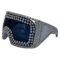 Men's personality punk sunglasses with super large rims and square rivet detailing in silver colour
