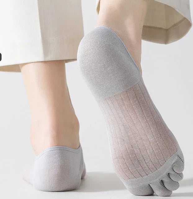 Modal cotton five-finger boat socks in white, khaki, light gray, dark gray and black colour options