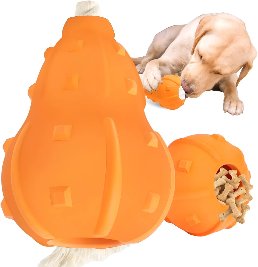 Natural rubber stuffable dog toy 30 cm long with treat dispensing hole for small medium breeds