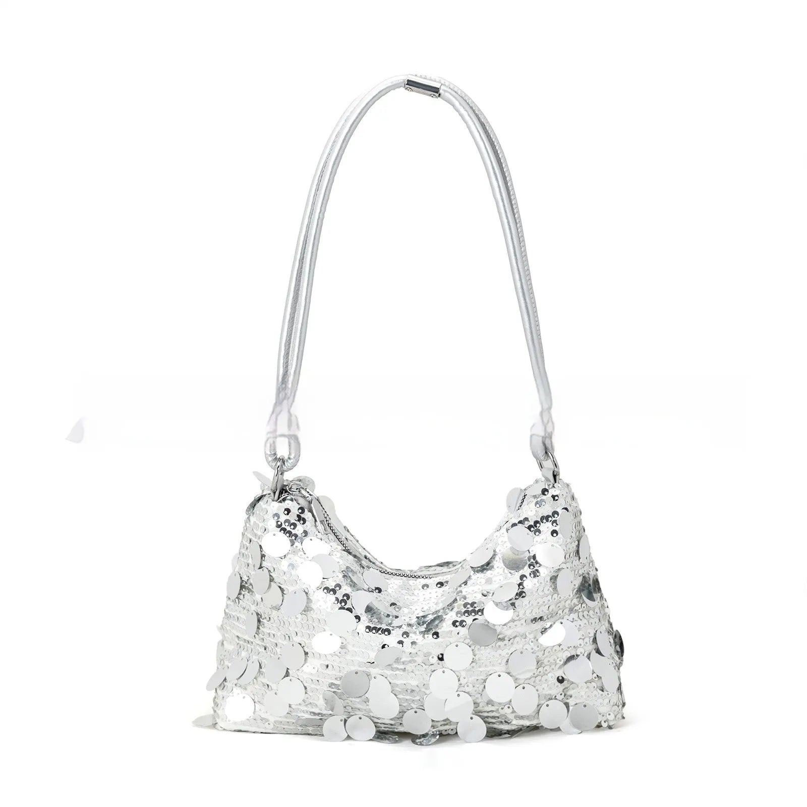 Soft polyester women's underarm crossbody bag with sandwich pocket, shown in black colour