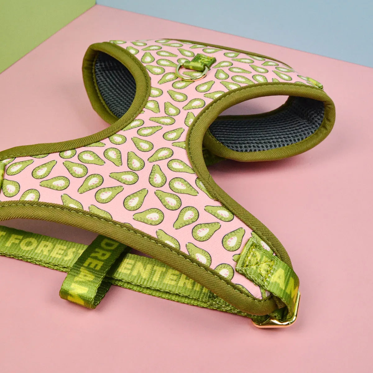 Polyester dog harness in blue ice cream colour pattern for medium large dogs