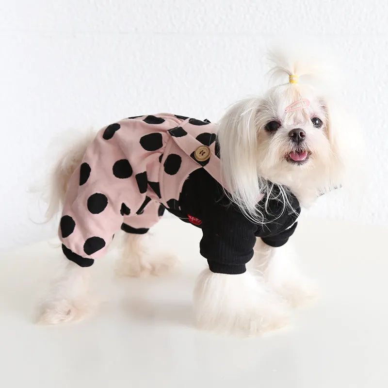 Matching couple pet clothes for dogs with lapel shoulder strap design in casual style