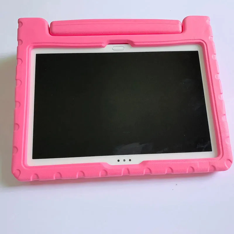 Huawei Enjoy 10.1-inch tablet inside a black EVA foam protective case showing front and back views.