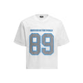 Men's loose-fitting casual T-shirt in black and white colours with regular short sleeves