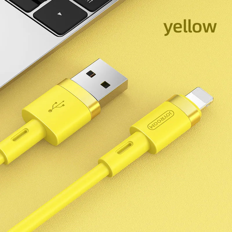 Straight head Type-C charging cable in five colour options: black, purple, red, white, yellow