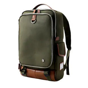 Men's modern Korean Oxford cloth backpack in army green colour, showing large capacity design.