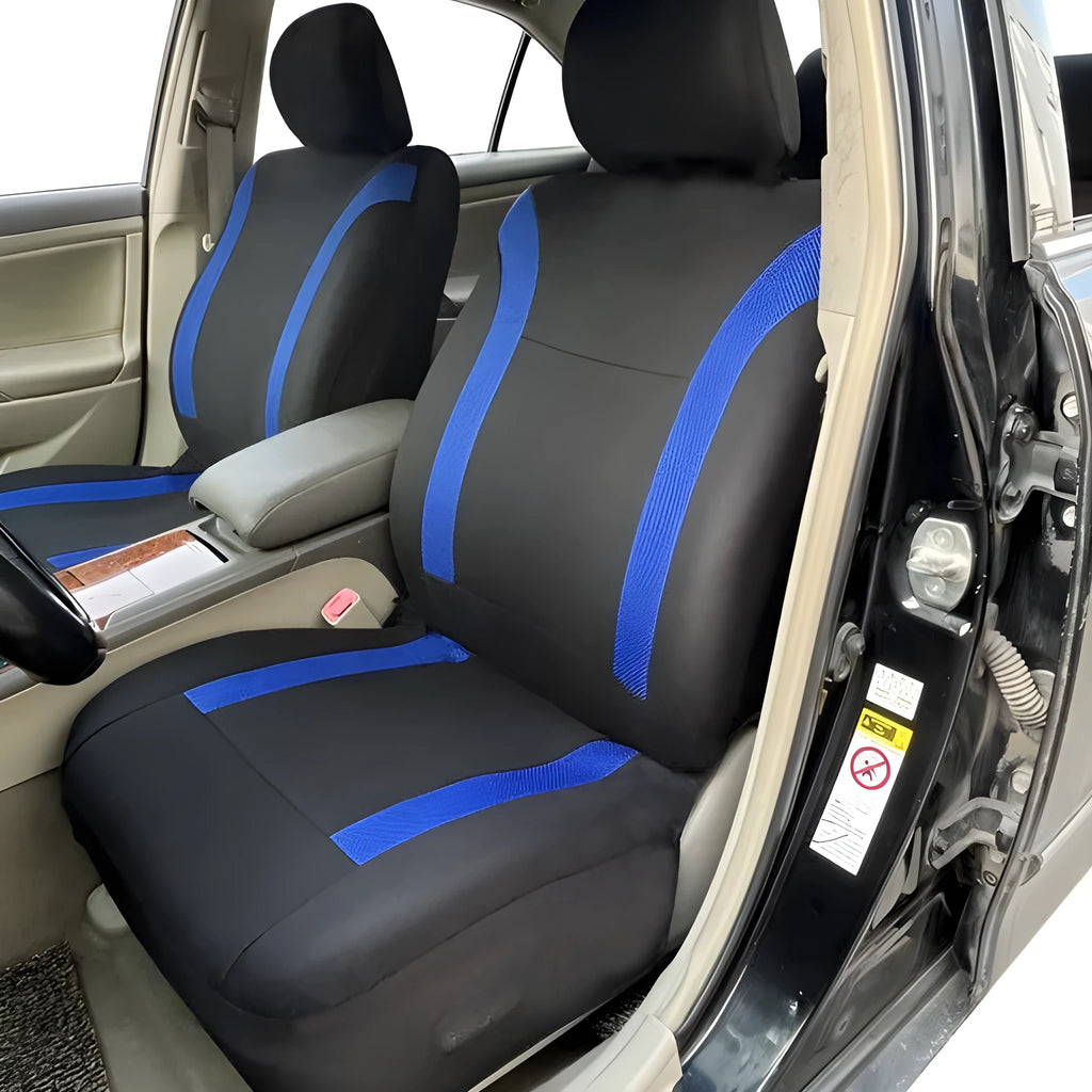 Polyester car seat cover set with sponge packing in blue, red, black or grey