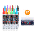 Electronic fluorescent board highlighter with oblique plastic body and a 6mm tip, shown with multi-colour refill options.