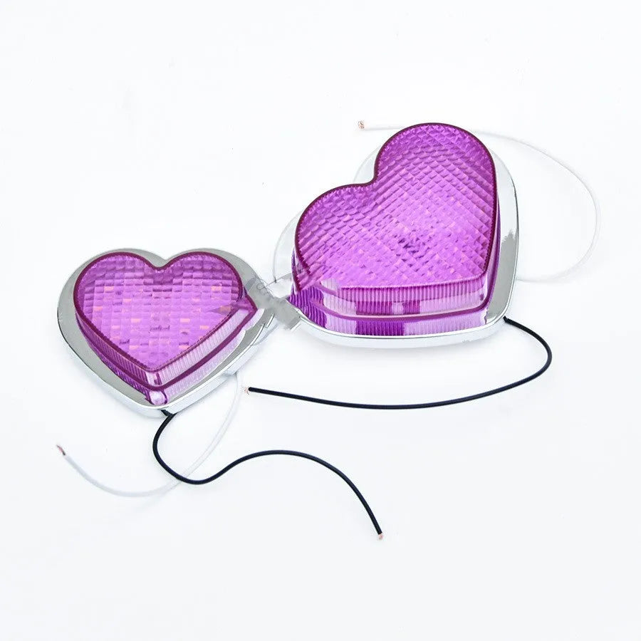 Heart-shaped 12v automotive LED sidelight for fender mounting in multiple colour options