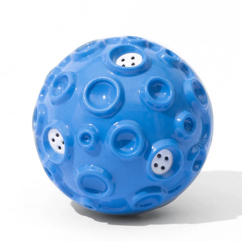 Durable natural rubber dog toy ball with squeaky sound for aggressive chewers in black blue green orange yellow