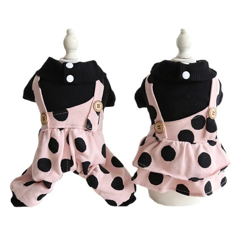 Matching couple pet clothes for dogs with lapel shoulder strap design in casual style