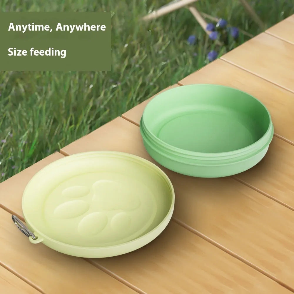 Portable dog bowl in light pink or green single-colour and two-colour designs in L or S sizes