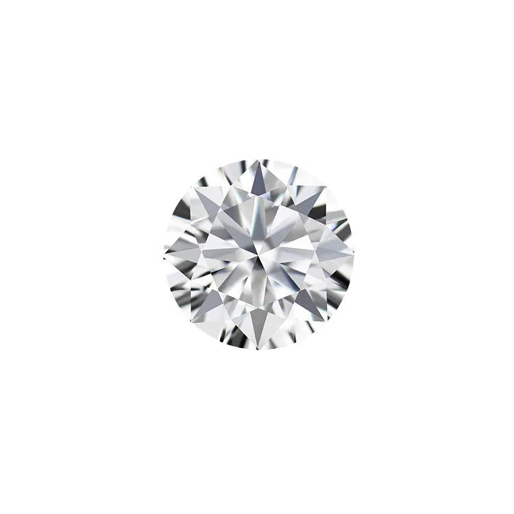 Round cut moissanite loose stone with eight hearts and eight arrows pattern on dark background