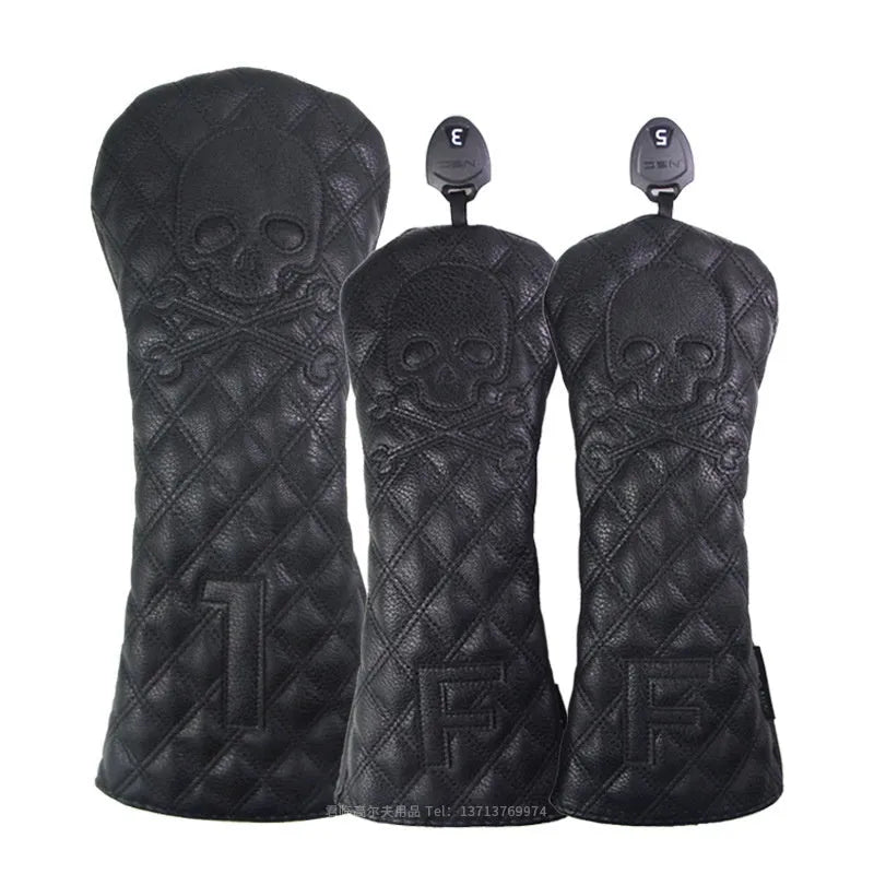 Black and white PU waterproof protective cover for a golf wooden pole.