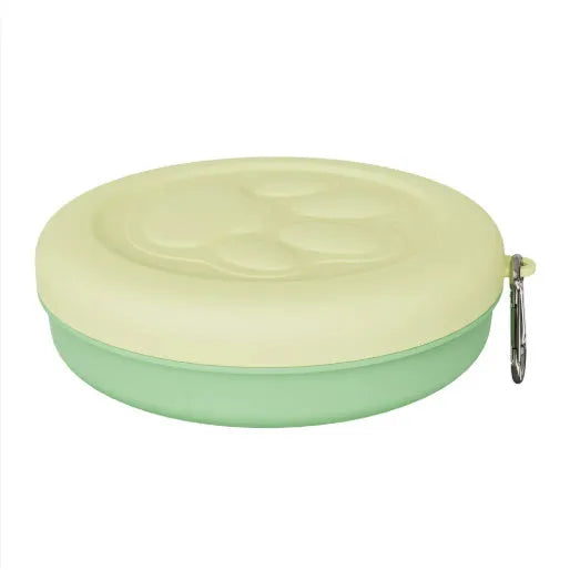 Portable dog bowl in light pink or green single-colour and two-colour designs in L or S sizes