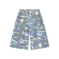 Men's camouflage cropped denim trousers with straight leg and utility pockets