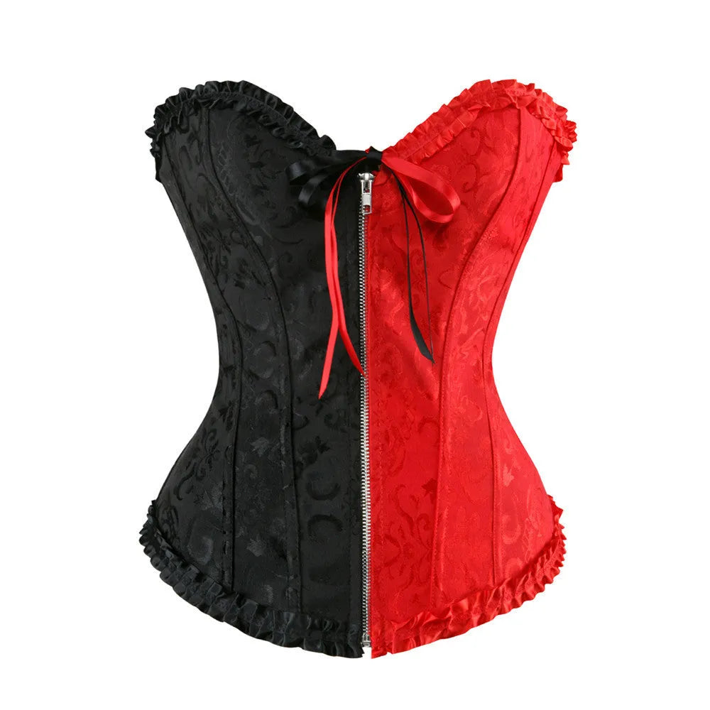 Women's jacquard spandex corset waistband with front zipper closure in multiple colour options