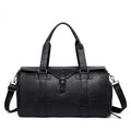 Black PU men's travel bag with large capacity, waterproof and wear-resistant, 52x27x27cm