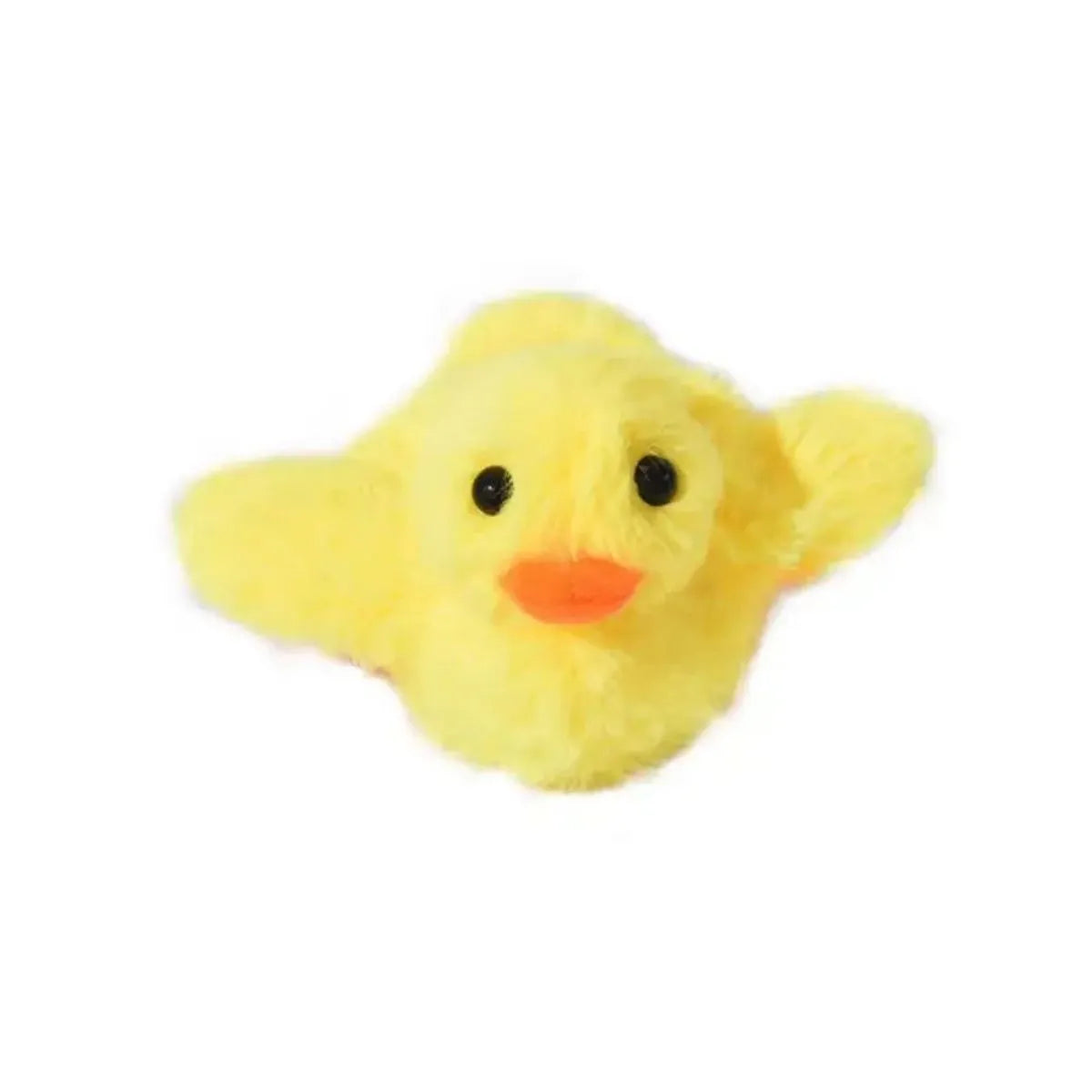 Yellow flapping duck cat toy with USB charging cable and removable plush cover