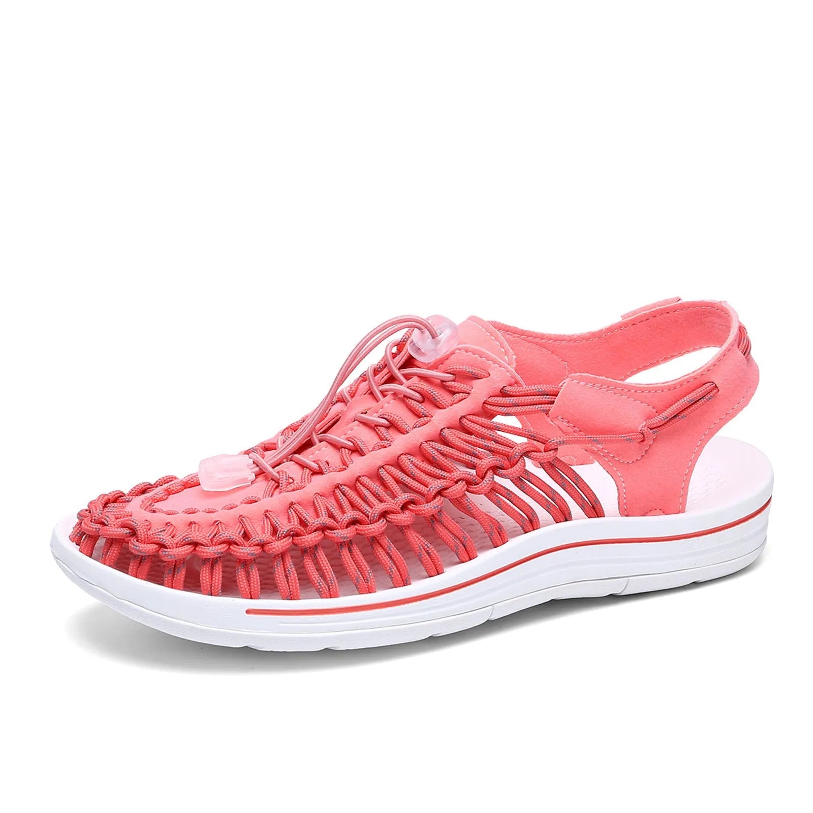 Elastic drawstring tie Roman sandals in multiple colours with a non-slip rubber sole.