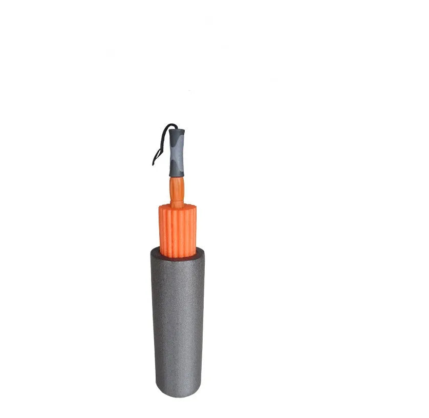 3 in 1 PE yoga pillar set foam shaft 45x16cm with handle and bead roller on floor