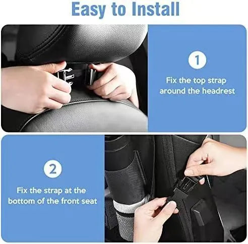 Black Oxford cloth car seat back buggy organiser with hanging design for pushchair storage
