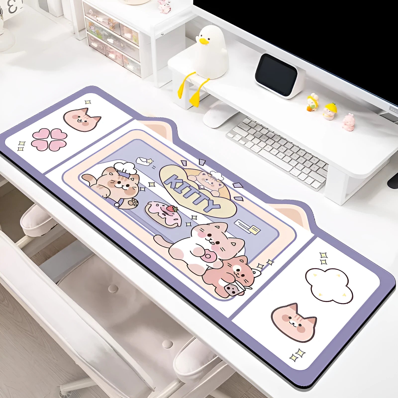 Oversized natural rubber desk mouse pad in a solid colour, shown on a workspace.