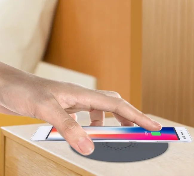 Round 60mm wireless phone charger for embedded installation in furniture