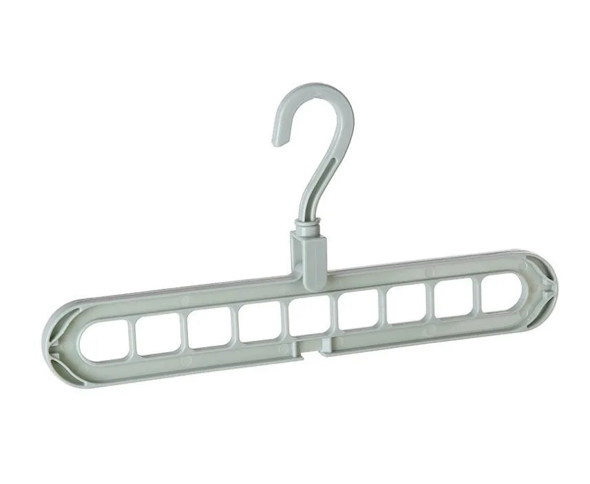 Plastic clothes hanger with rotating hook in pink colour, showing 33cm length dimension