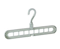 Plastic clothes hanger with rotating hook in pink colour, showing 33cm length dimension