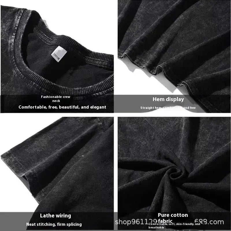 Men's short sleeve cotton T-shirt with character pattern design in loose pullover style