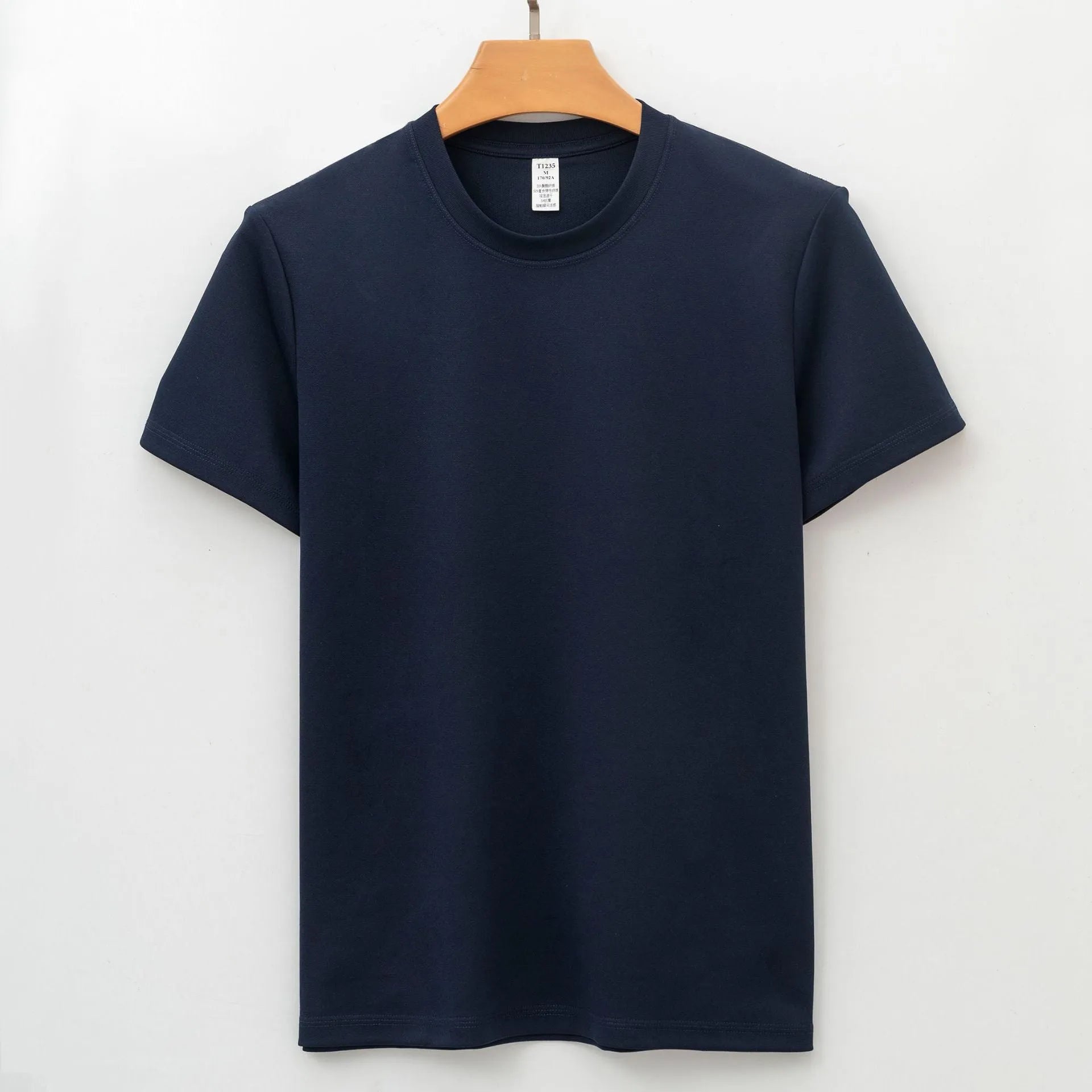Men's antibacterial quick-dry short sleeve t-shirt in solid colour