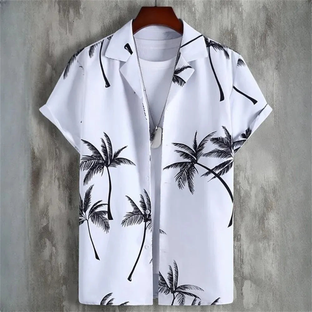 Men's camouflage pattern short-sleeve loose fit cardigan shirt with digital printing
