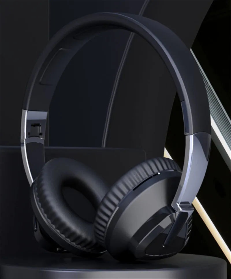 H3 wireless Bluetooth over-ear headset in black, showing earcup with controls, AUX jack, and TF card slot.