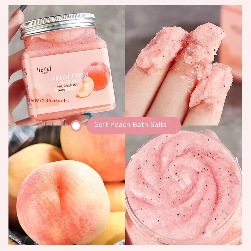 Household exfoliating body scrub cream 350g bath salt with peach scent for universal skin types