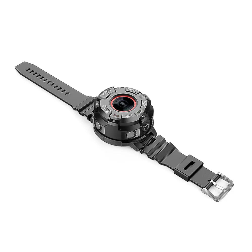 Black waterproof sports digital camera with slender 290mm body on a textured surface.