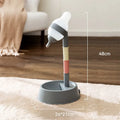 Green adjustable-height standing water dispenser for pets with a detachable pole and separate bowl.