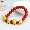 Red agate bracelet with Chinese five blessing dragon design on 8mm beads