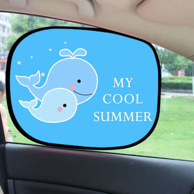 Electrostatic adsorption car side window sunshade with nylon mesh in animal-themed sizes