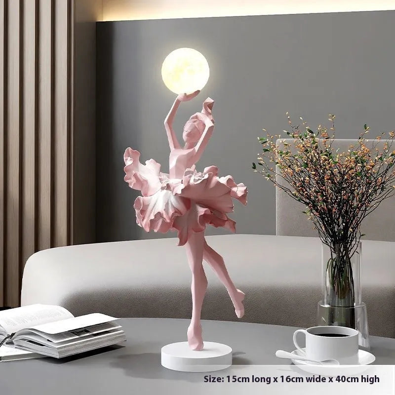 Art Girl Atmosphere small USB night lamp in black gold, white, pink, or light blue resin finish.