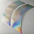 Waterproof laser reflective stickers for car and motorcycle wheel hubs in four sizes