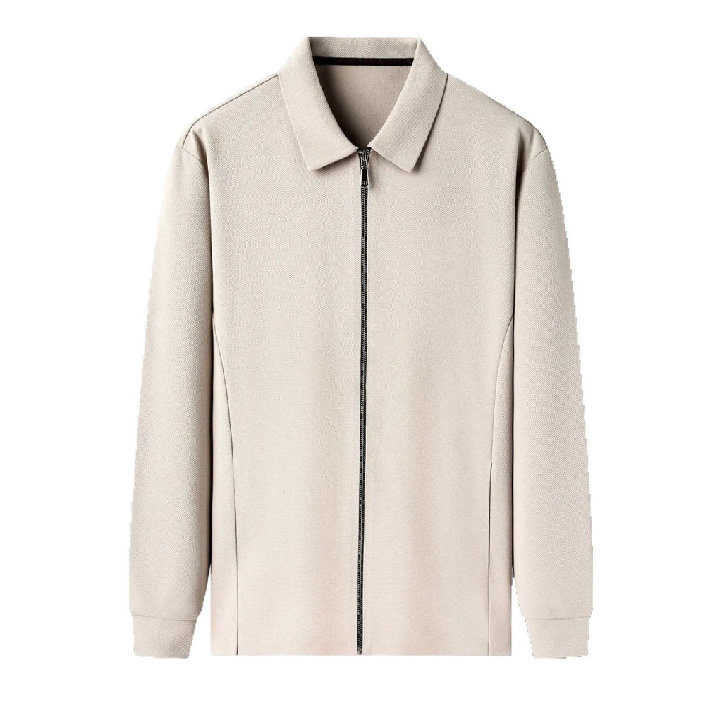 Men's polyester business jacket in apricot colour with regular sleeves and straight hem design