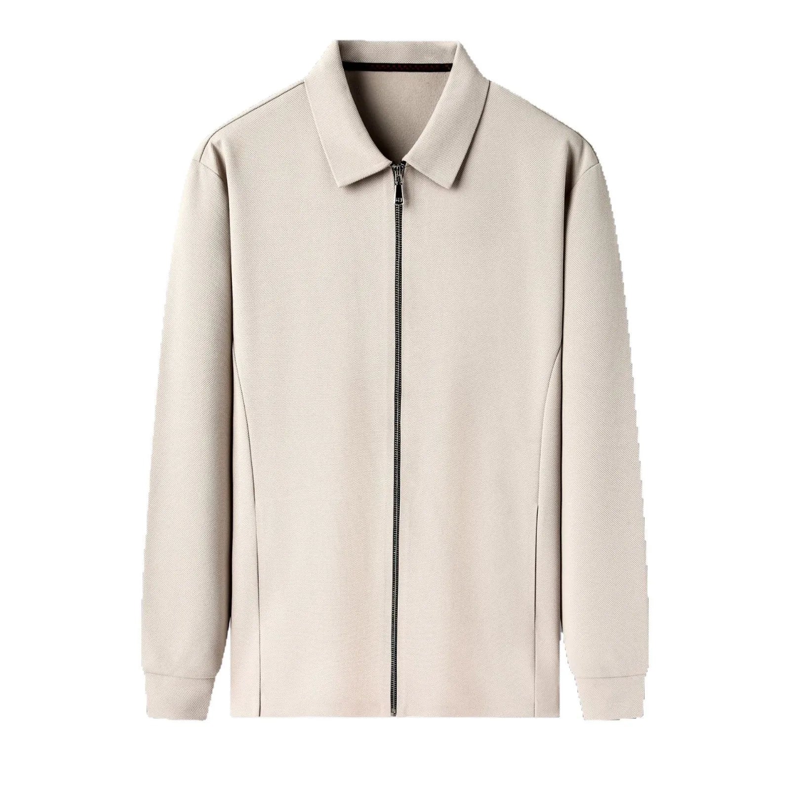 Men's polyester business jacket in apricot colour with regular sleeves and straight hem design