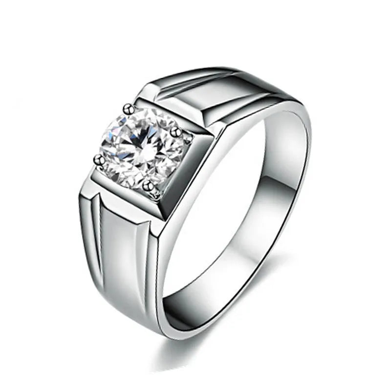 Men's adjustable copper ring with large square diamond design in gold colour