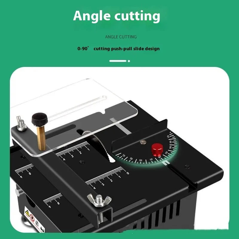 Lithium-ion micro desktop saw handheld tool with metal construction and accessories