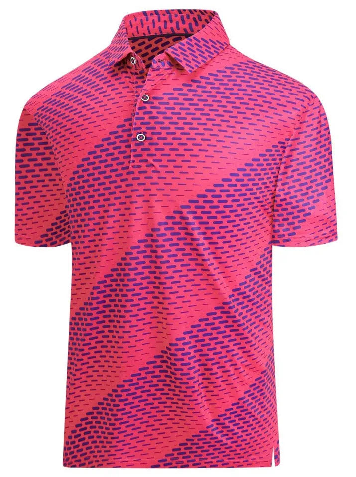 Men's grey short sleeve T-shirt with 3D graphic print and silver zipper decoration on the chest.