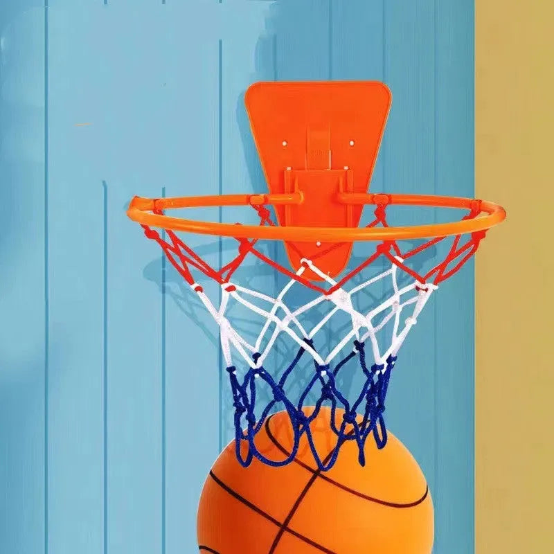 Assorted bright coloured silent high-density PU foam basketballs for indoor children's sports play.