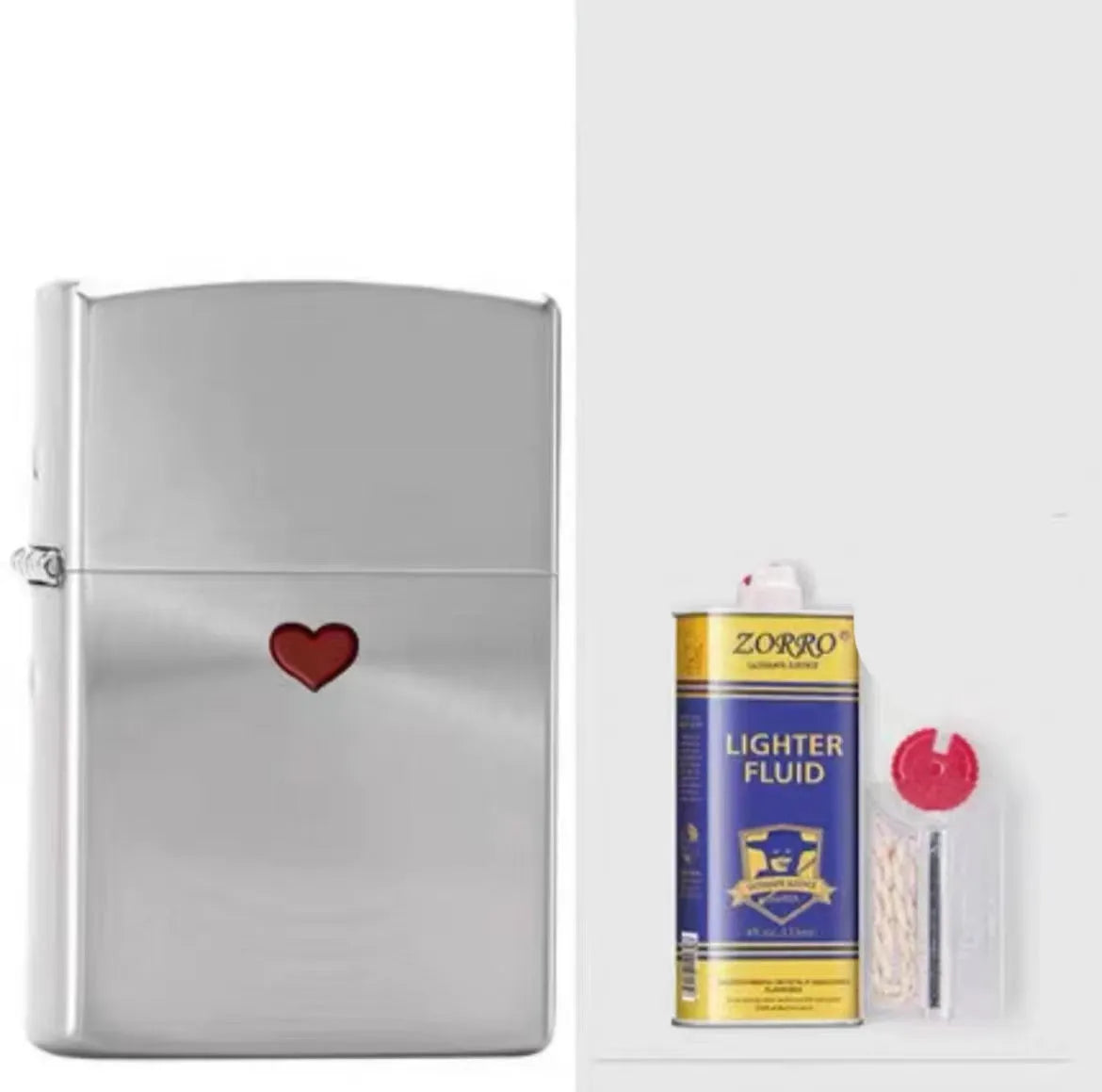 Windproof kerosene lighter with decorative copper case showing artistic design